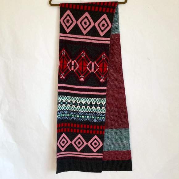 J Crew Multicolor Colorful Fair Isle Lambs Wool Cashmere Blend Scarf Extra Long - Picture 5 of 16